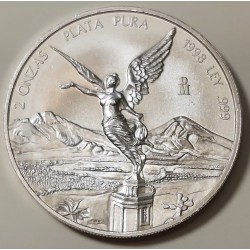 MEXICO 2 ONZAS PLATA PURA 1998 WITH EXPERTISE 